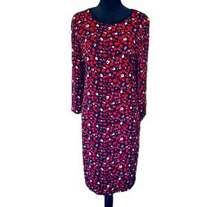 LAUREN RALPH LAUREN Floral Jersey Knit Column Midi Dress Sz L 3/4 Sleeve